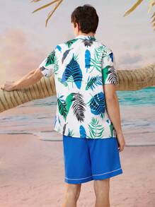 Manfinity VCAY Men's Woven Short Sleeve Casual Shirt With Leaf Print - Multicolor - View 2