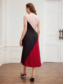 MOTF PREMIUM Vestido Ajustado Con Bloque De Color - Multicolor - Ver 3