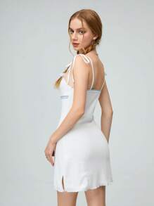 SHEIN Qutie Women's Patchwork Lace Spaghetti Strap Bodycon Dress