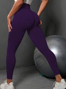 POWERISTA Ladies' New Single-Piece Purple Opaque Curved Charm Moisture-Wicking Sweat-Absorbing Base Leggings With Seamless Knitting, High Waist, Buttock-Raising, Slimming Yoga Pants, Sports Compression, Soft Elastic, Tight, Breathable Peach-Bottomed.
Long Sports Pants With A Slimming Silhouette, Suitable For Pilates, Running, Cycling, Fitness, Outdoor Sports, Training. Thick Base Pants For Long Sports, Pants In Fashionable IN Style, Suitable For Spring And Autumn. Tight Long Pants, Ankle-Length Pants, Best-Selling Product, Popular Style. - Purple - View 3