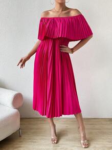 Chiquease Women's Off-Shoulder Pleated Dress - Multicolor - View 6