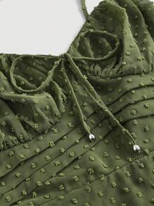 SHEIN MOD Váy hai dây buộc trước thời trang mùa hè Boho cỡ lớn cho nữ - xanh quân đội - Xem 4