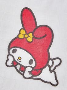 HELLO KITTY AND FRIENDS | SHEIN 可爱卡通全印花竹纤维柔软透气双层婴儿毯，可作襁褓毯、多功能毯 - 紅白色 - 查看 5