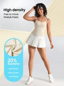 Gameset SHEIN Sport Solid Color Slim-Fit Sports Camisole Top Gym Top - Beige - View 9