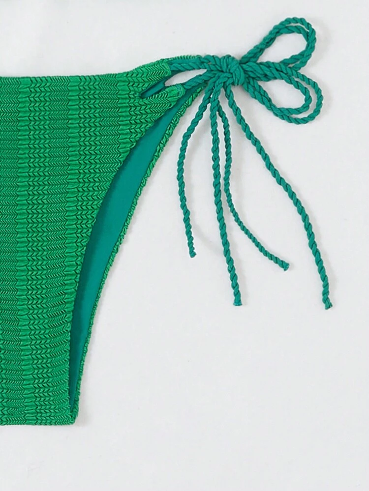 Women's Solid Color Textured Bikini Set Summer Beach