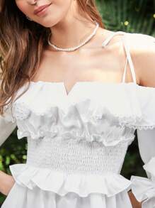 Enchnt Đầm Bodycon Ruffle Ruffle Hem dành cho nữ - trắng - Xem 5