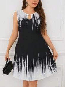 SHEIN Clasi Plus Size Color Blocked Sleeveless Dress