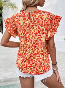 Breezaya Men's Casual All-Over Printed Round Neck Short Sleeve Shirt - Red - View 2