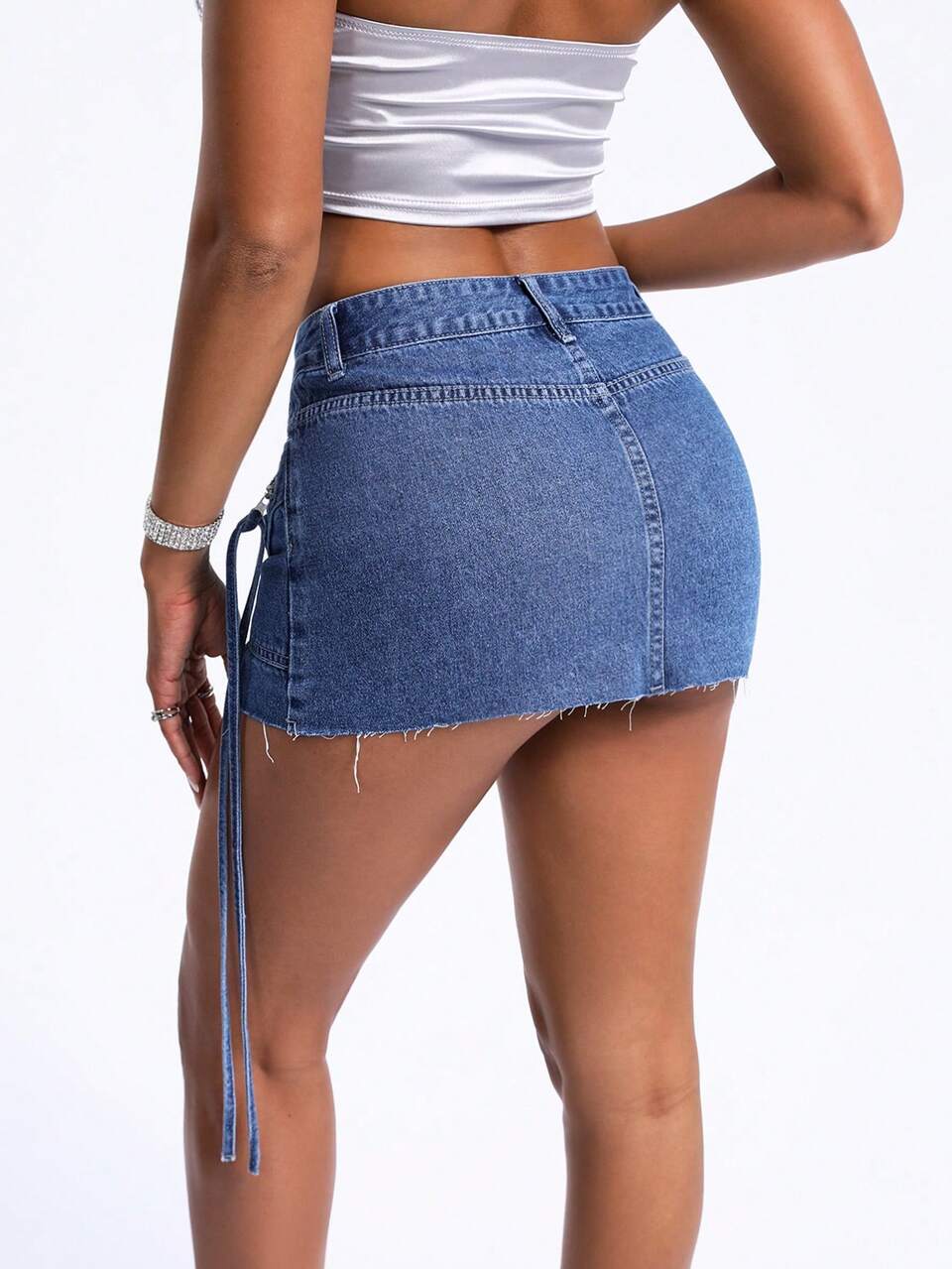 Mini Denim Skirt With Frayed Hem