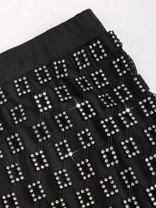 SHEIN Unity 女裝裙子,飾以鑽石 - 黑色 - 查看 4