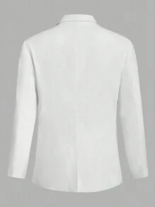 Manfinity Mode Men's Long Sleeve Suit Jacket With Lapel - White - View 2