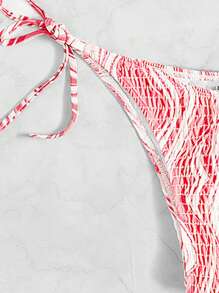 SHEIN Swim Summer Beach Striped Ruffle High Waisted Two-Piece Bikini Set - Multicolor - View 6