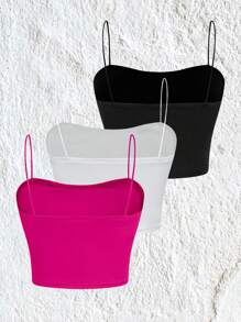 Comfortcana 3pcs Màu thuần Áo ba lỗ - Nhiều màu - Xem 2