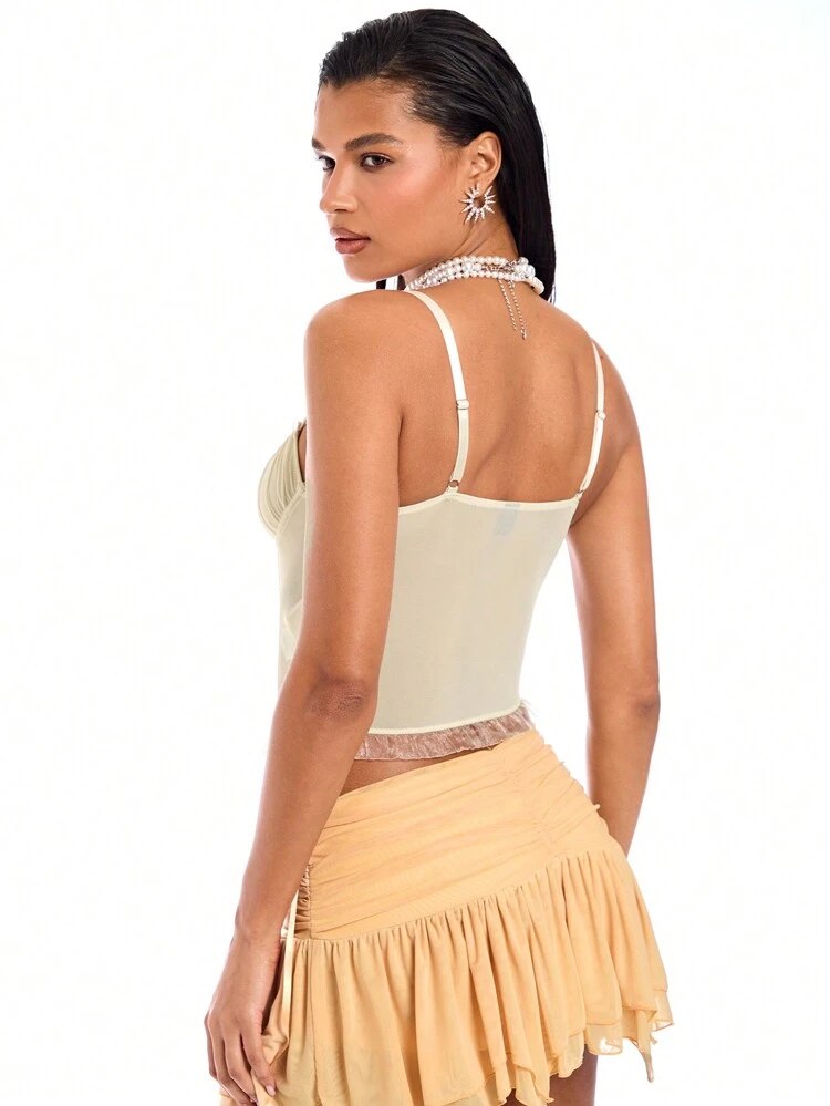 Women's Ruffled Bowknot Hem Camisole Tank Top