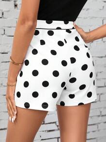 SHEIN Clasi Pantalones Cortos Impresos Para Mujer Con Lunares - Blanco y Negro - Ver 6