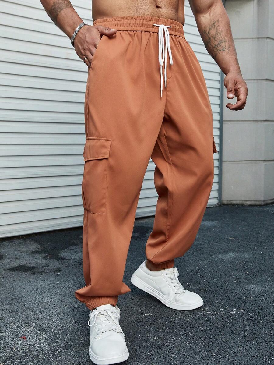 Manfinity Homme 男士加大碼束口口袋褲 - 橘色 - 查看 1