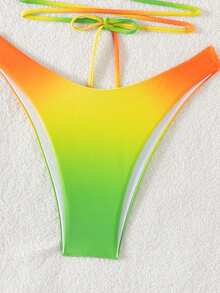 SHEIN Swim Women's Gradient Cross Back Tie Halter Bikini Set - Multicolor - View 5