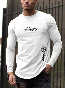 Manfinity Homme Men's Rose Flower Printed Long Sleeve T-Shirt - White - View 1