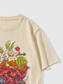 Fire faster_ Art 男款花押字龍蝦印花短袖 T 卹