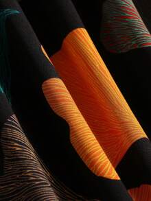 大尺碼女裙,葉子圖案和波浪邊緣