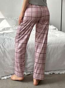 Women's Plaid Pajama Bottoms - Pink - View 2