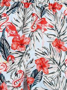 SHEIN 1 Miếng Chàng trai trẻ Giải trí Nhiệt đới Lá & Chim hồng hạc In Lỏng lẻo Quần short , Thích hợp Đối với bờ biển Và Hồ bơi In Mùa Xuân & Mùa hè - Nhiều màu - Xem 5