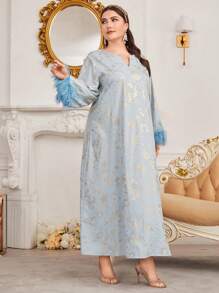 Al Najma 女性加大碼阿拉伯服裝 - 淺藍色 - 查看 6