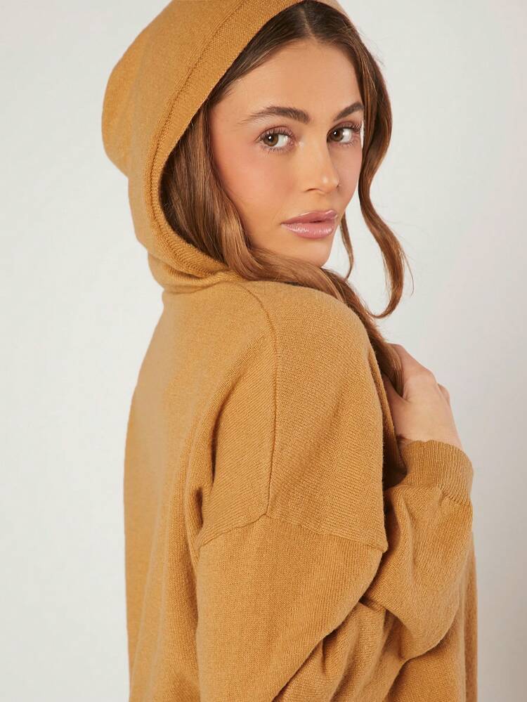 Knit Skirt & Drop Shoulder Hoodie Set
