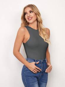 SHEIN Essnce 女士無袖圓領純色連體褲