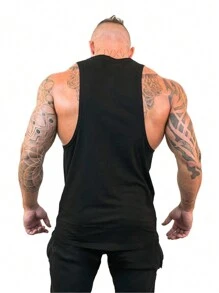 Manfinity Sport Corelite Men Slogan Graphic Sports Tank Top Workout Tops - Black - View 2