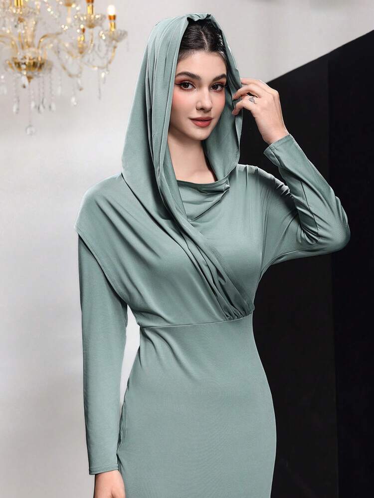 Women's Solid Color Hooded Dress Fall Cloth For Women