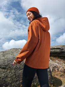 In My Nature Women's Zip Front Drawstring Hooded Outdoor Raincoat Jacket - Coffee Brown - View 2