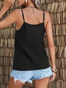 SHEIN LUNE Color-Block Lace Trim Cami Top