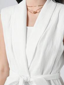 Mulvari Ladies' Sleeveless Monochromatic Blazer - White - View 6