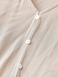 SHEIN LUNE 大尺碼女性無袖a字裙,帶有帝國腰線 - 杏色 - 查看 3