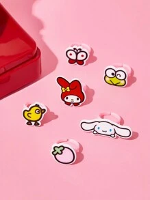 HELLO KITTY AND FRIENDS | SHEIN 6pcs Cute Children'S Ring Set - Multicolor - View 1