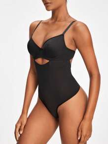 SHEIN Shape Bodysuit Adelgazante Con Cintura De Encaje Para Mujeres, Cami Shapewear