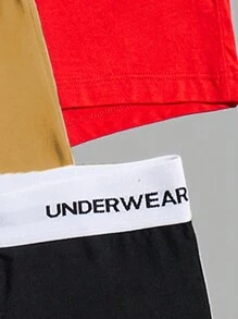 Men 5pcs Letter Tape Waist Boxer Brief - Multicolor - View 4