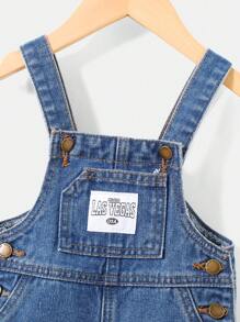 男童蓝色牛仔背带短裤 - 中等水洗藍 - 查看 4