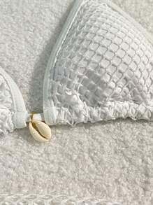 Swim Mod Summer Beach Women's Mesh Knotted Side Bikini Set With Skirted Bottom - White - View 3