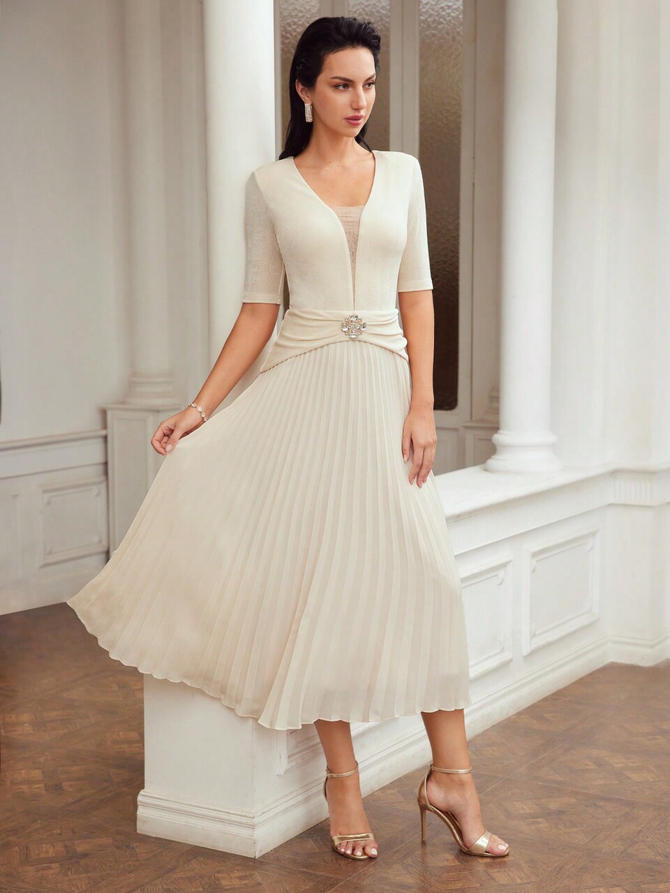 MOTF DRAPED RHINESTONE DETAIL DRESS
