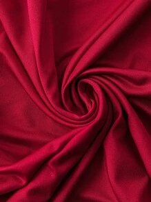 SHEIN Belle 勃艮第红色加大码女式褶饰鱼尾下摆吊带连衣裙 - 酒紅色 - 查看 5