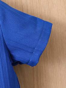 SHEIN Baby Boy's Solid Color Short Sleeve Shirt And Shorts Set - Blue - View 5