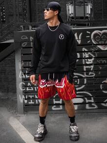 Gym Rark Men's Long Sleeve Round Neck Sports Sweatshirt With Letter Printed Men Sweatshirt - Black - View 5