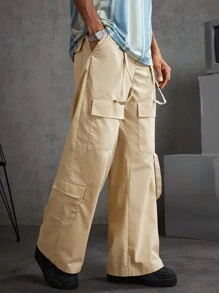 Manfinity VCAY Pantalones Casuales De Tela Tejida Suelta Para Hombre - Caqui - Ver 7