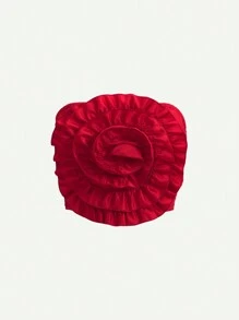 SHEIN MOD 红色立体花朵复古浪漫优雅淑女抹胸 - 紅色 - 查看 1