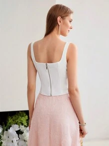 PREMIUM Camiseta Sin Mangas Con Cremallera Trasera - Blanco - Ver 3