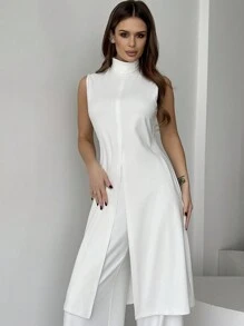 Firerie 高領無袖純色上衣與寬鬆休閒褲2入組