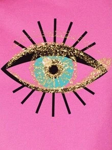 Chiquease Women's Eyeglasses Printed Round Neck T-Shirt - Hot Pink - View 3