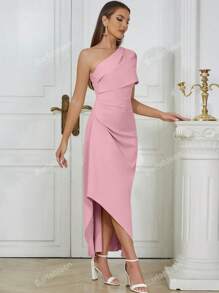 Elegancka seksowna asymetryczna sukienka bodycon na jedno ramię bez rękawów dla kobiet